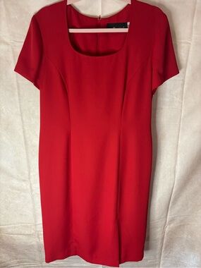 Sag Harbor Red Scoop-Neck Midi Dress